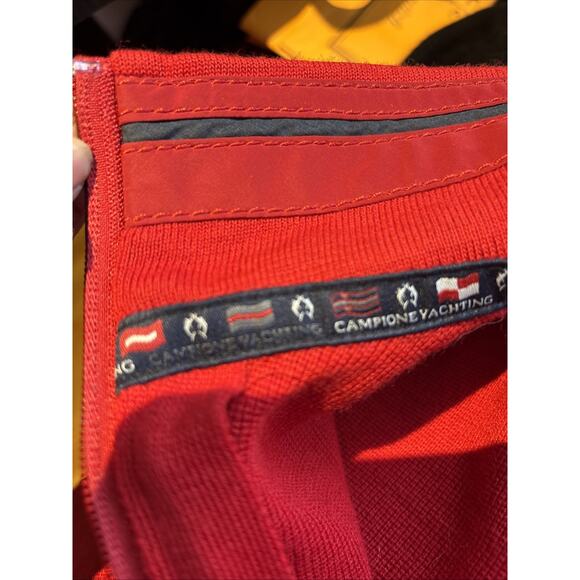 Claudio Campione Men’s red sweater ¼ Zip Yachting Pullover taping logo embroirdy - Picture 9 of 14